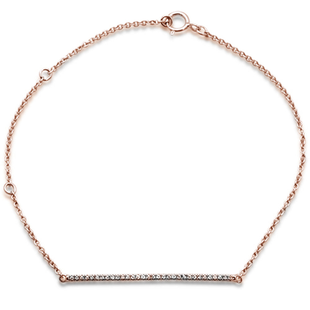 14K Rose Gold Modern Bar Bracelet with 0.07ct Diamonds