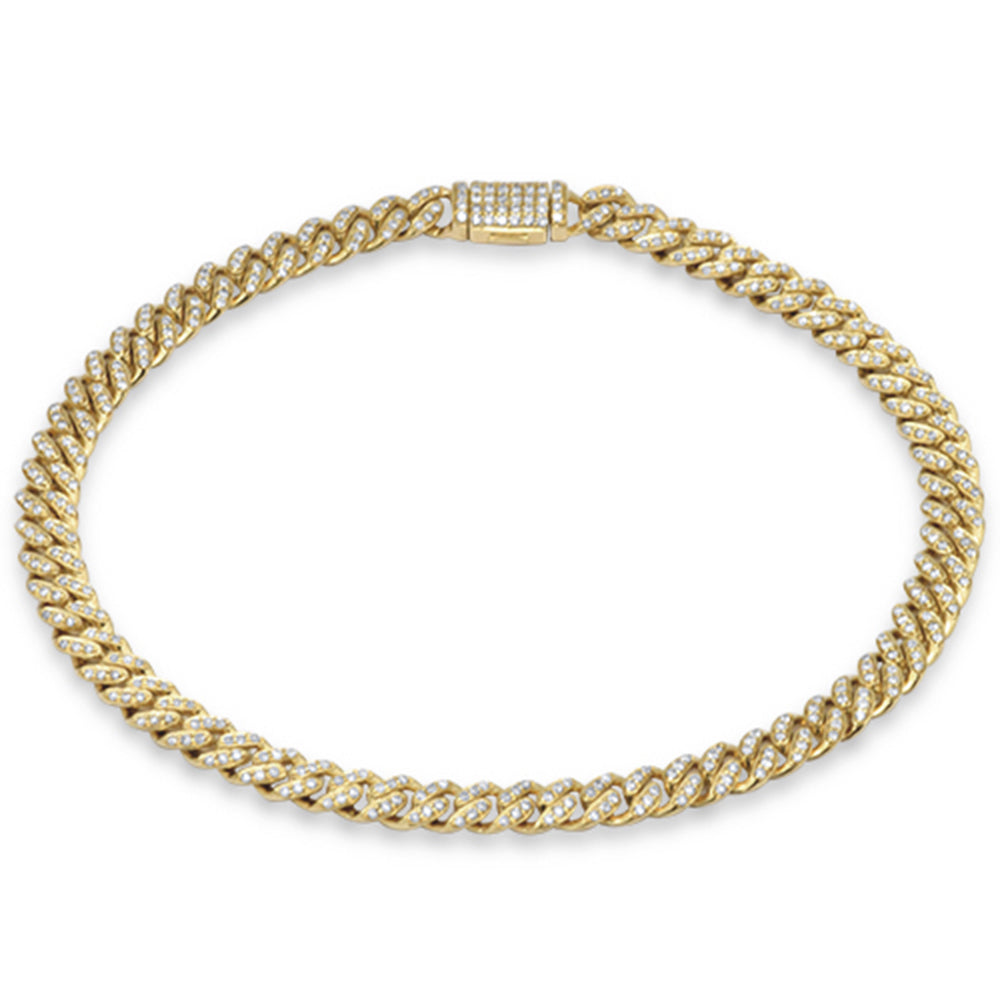 Pulsera Cubana Link De Diamante En Oro Amarillo De 14K .80Ct