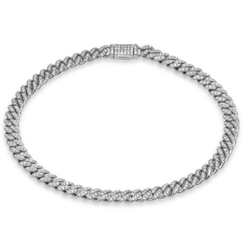Pulsera Cubana De Diamante En Oro Blanco De 14K .69Ct