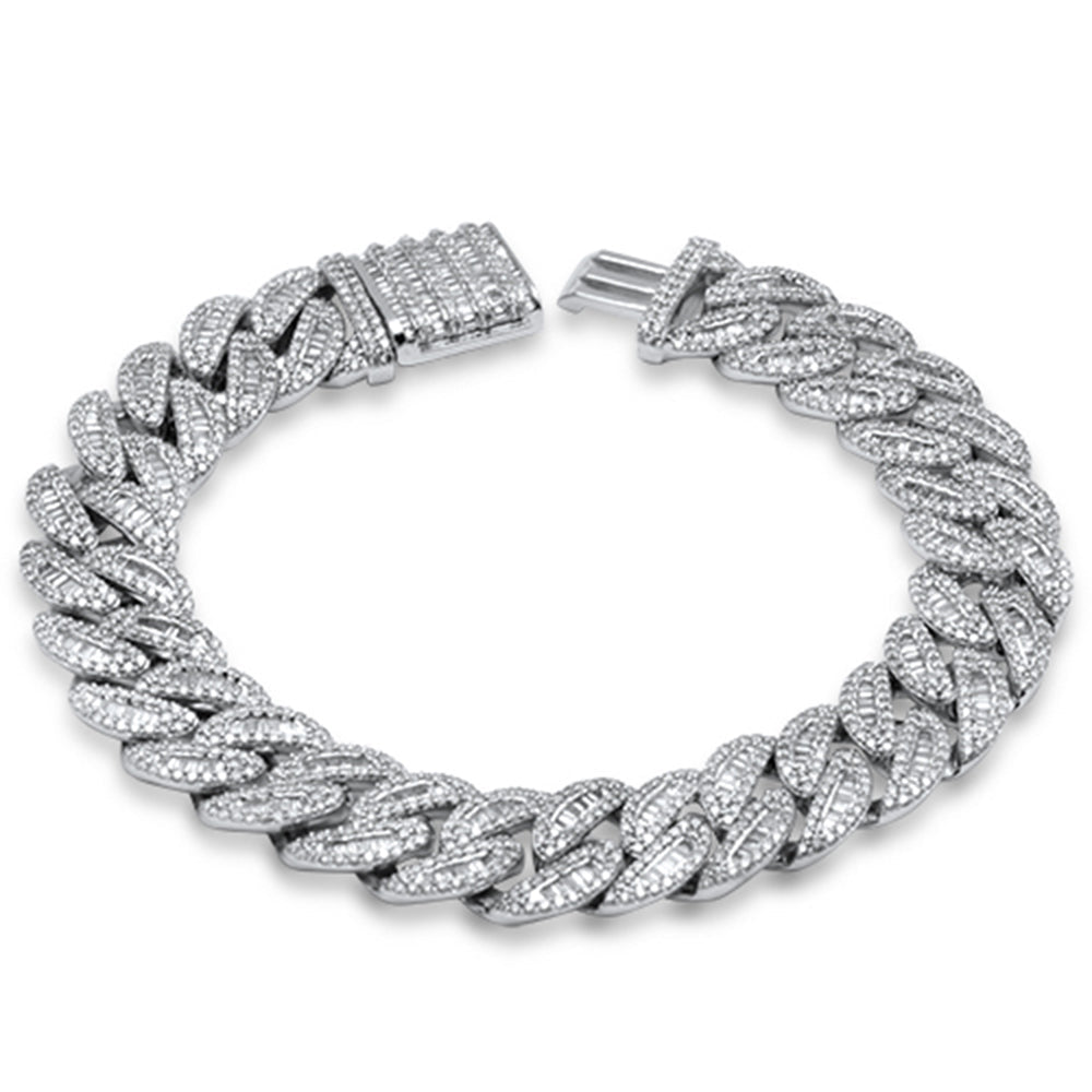 Pulsera Cubana De Diamante En Oro Blanco De 14K 6.46Ct