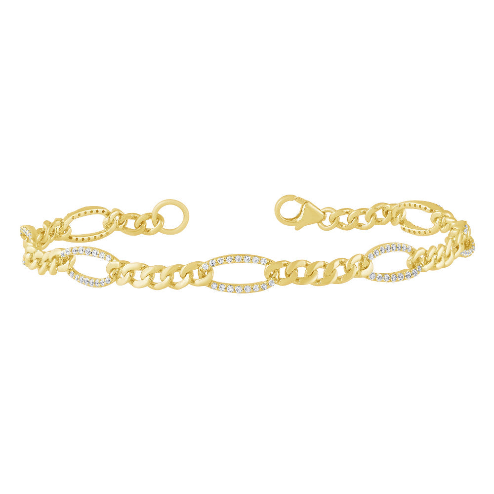 Pulsera Fígaro De Diamante En Oro Amarillo De 14K .48Ct