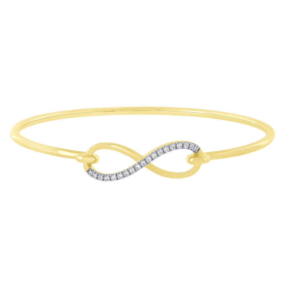 Pulsera Bangle Infinito De Diamante En Oro Amarillo De 14K .15Ct