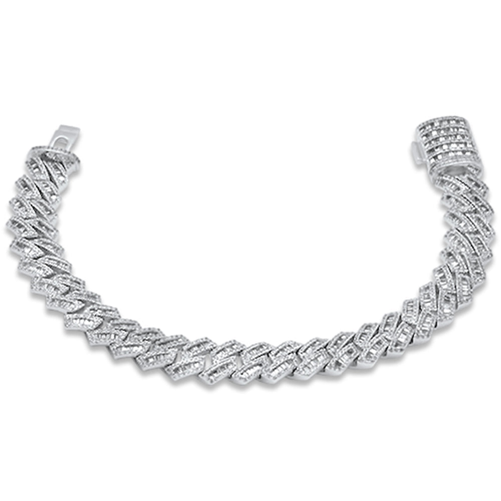 Pulsera Cubana De Diamante En Oro Blanco De 14K 4.10Ct