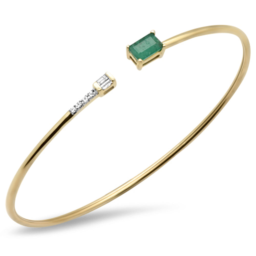 Diamond &amp; Emerald Bracelet in 14K Yellow Gold 0.69 CT