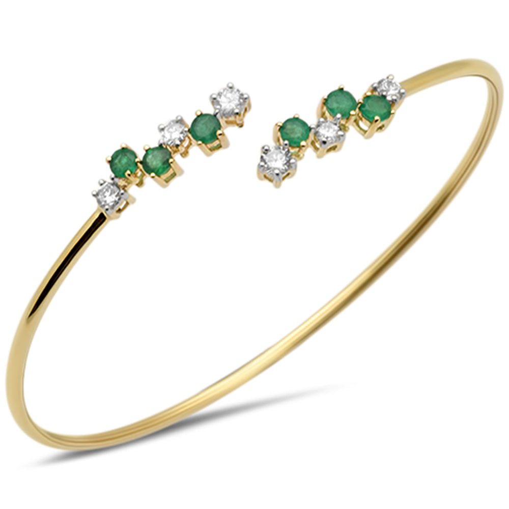 Diamond &amp; Emerald Bracelet in 14K Yellow Gold 1.21 CT