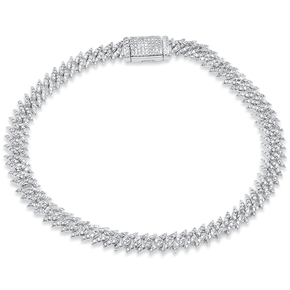 Pulsera Cubana De Diamante En Oro Blanco De 14K 2.18Ct