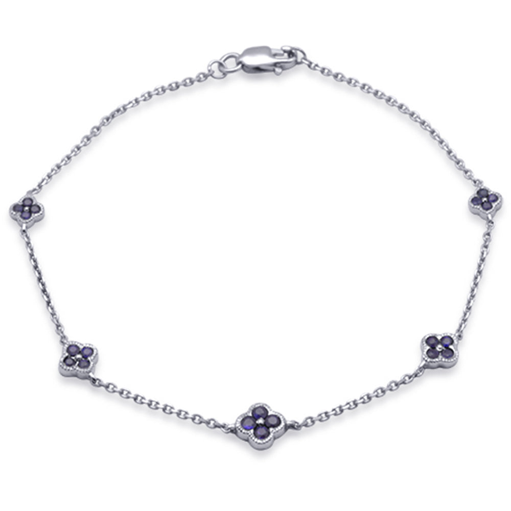 Blue Sapphire Chain Bracelet in 14K White Gold, 0.55CT.