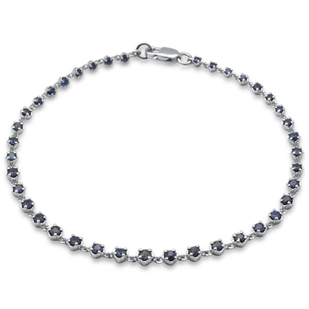 Pulsera de zafiro azul en oro blanco de 14K, 1.87CT.
