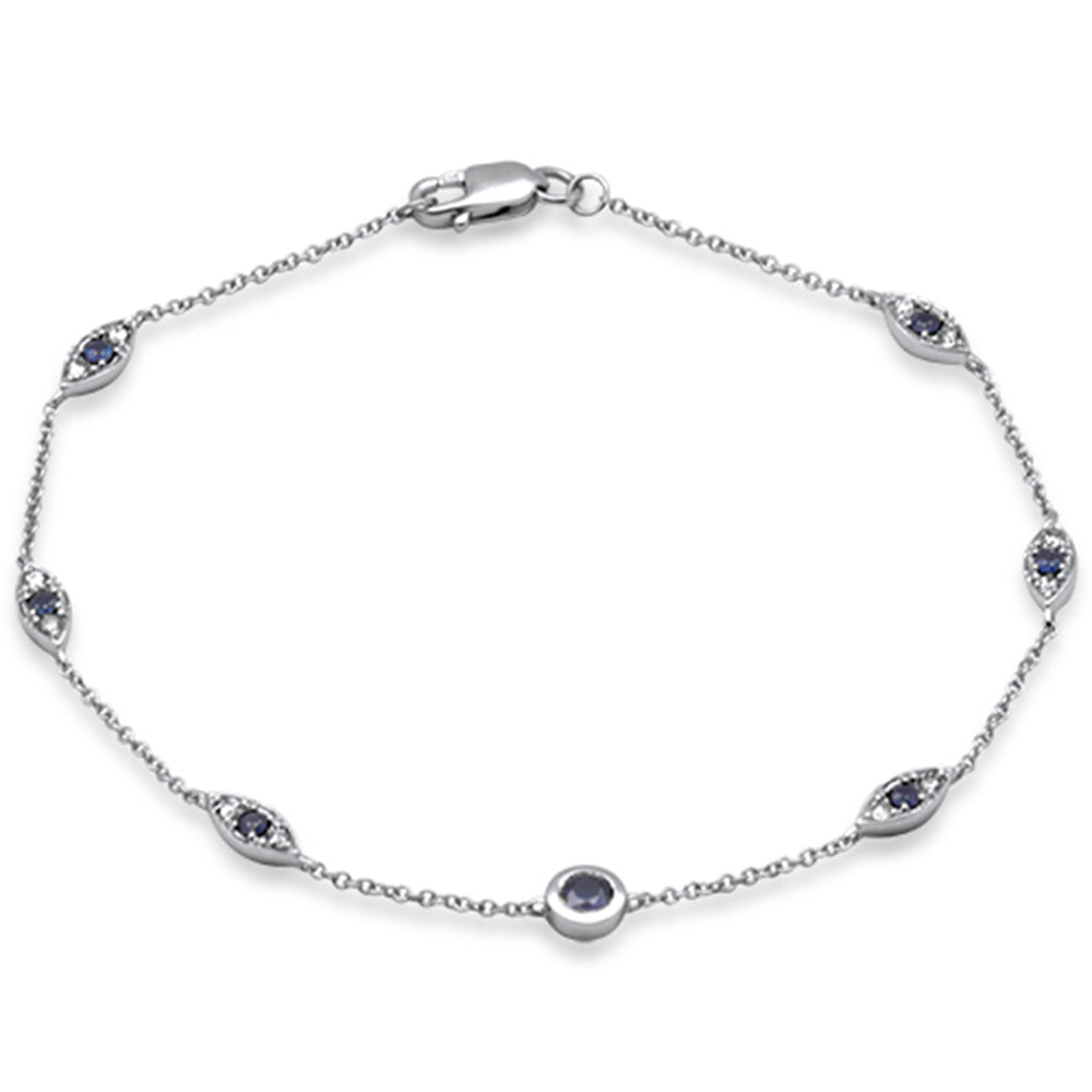 Blue sapphire and diamond bracelet in 14K white gold, 0.53CT.