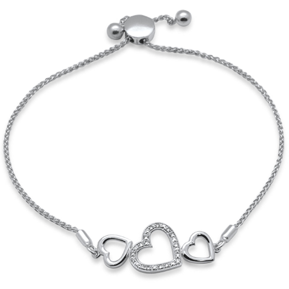 Pulsera Corazón De Diamante En Oro Blanco De 14K .04Ct