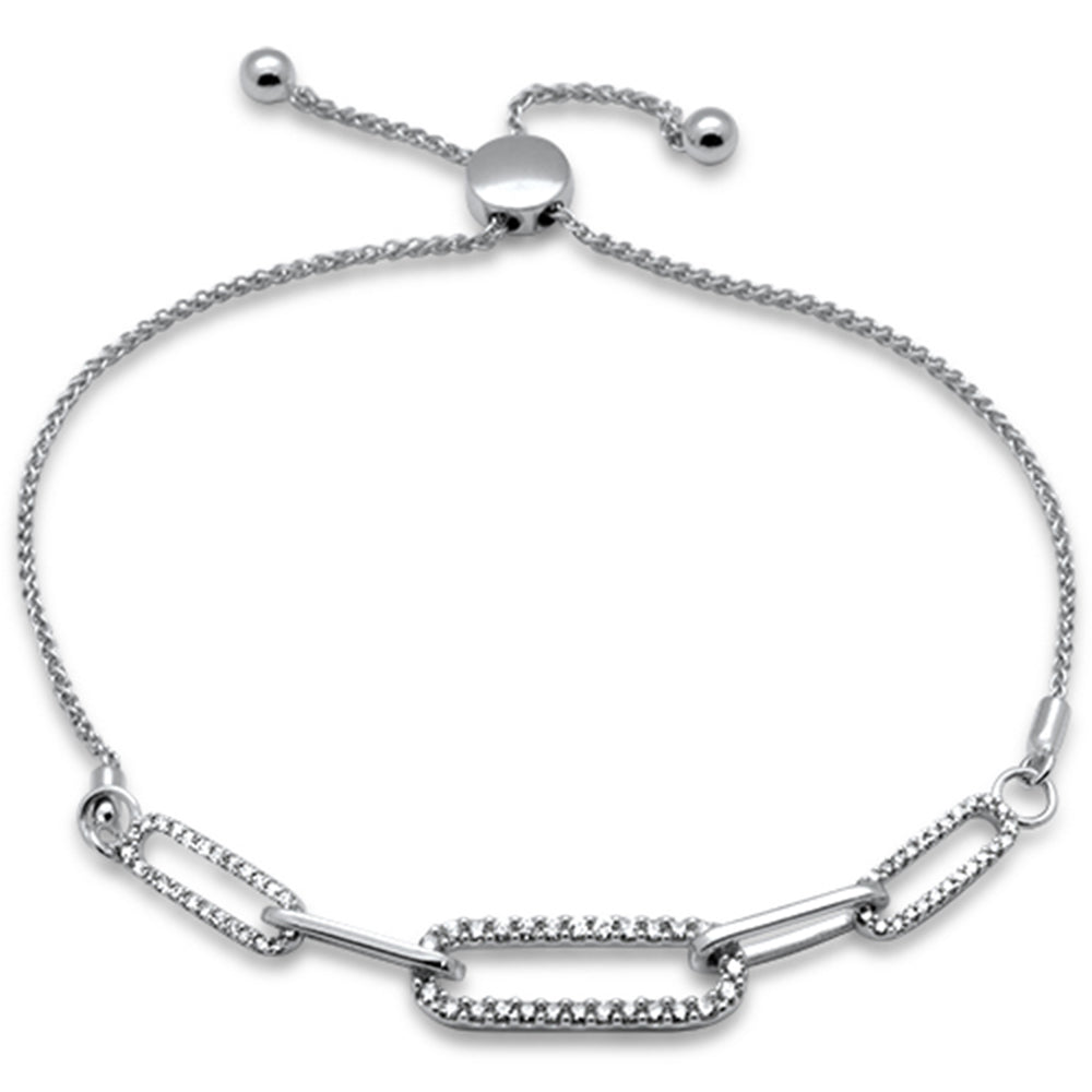 Pulsera Paperclip De Diamante En Oro Blanco De 14K .50Ct