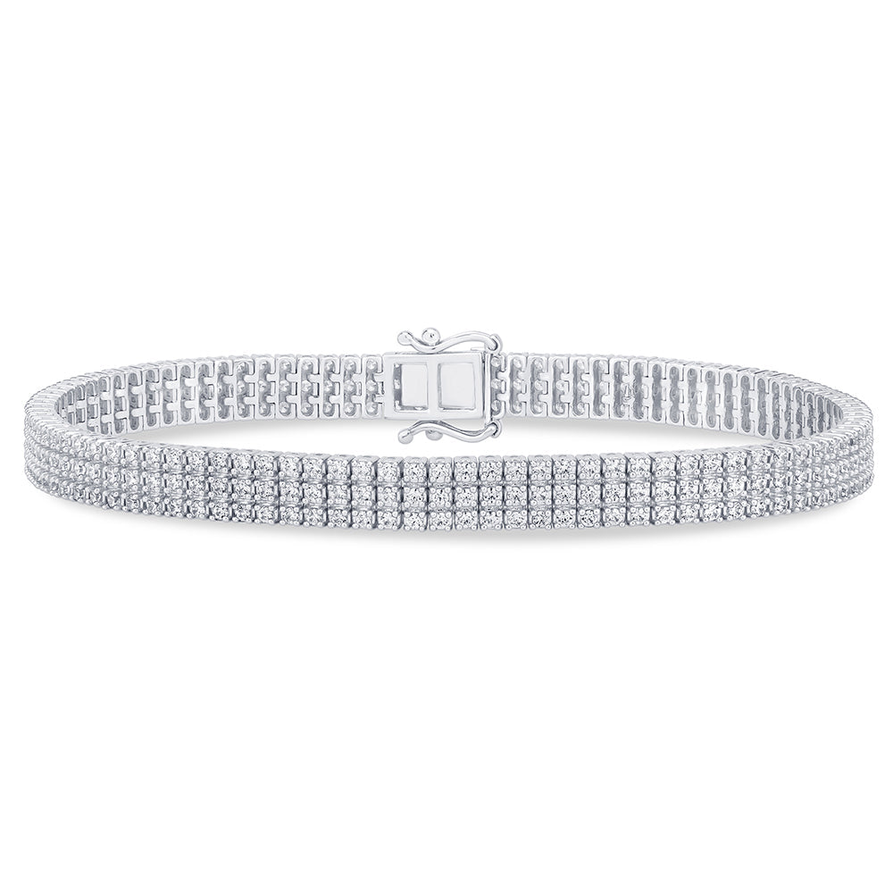 Pulsera De Diamante En Oro Blanco De 14K 2.98Ct