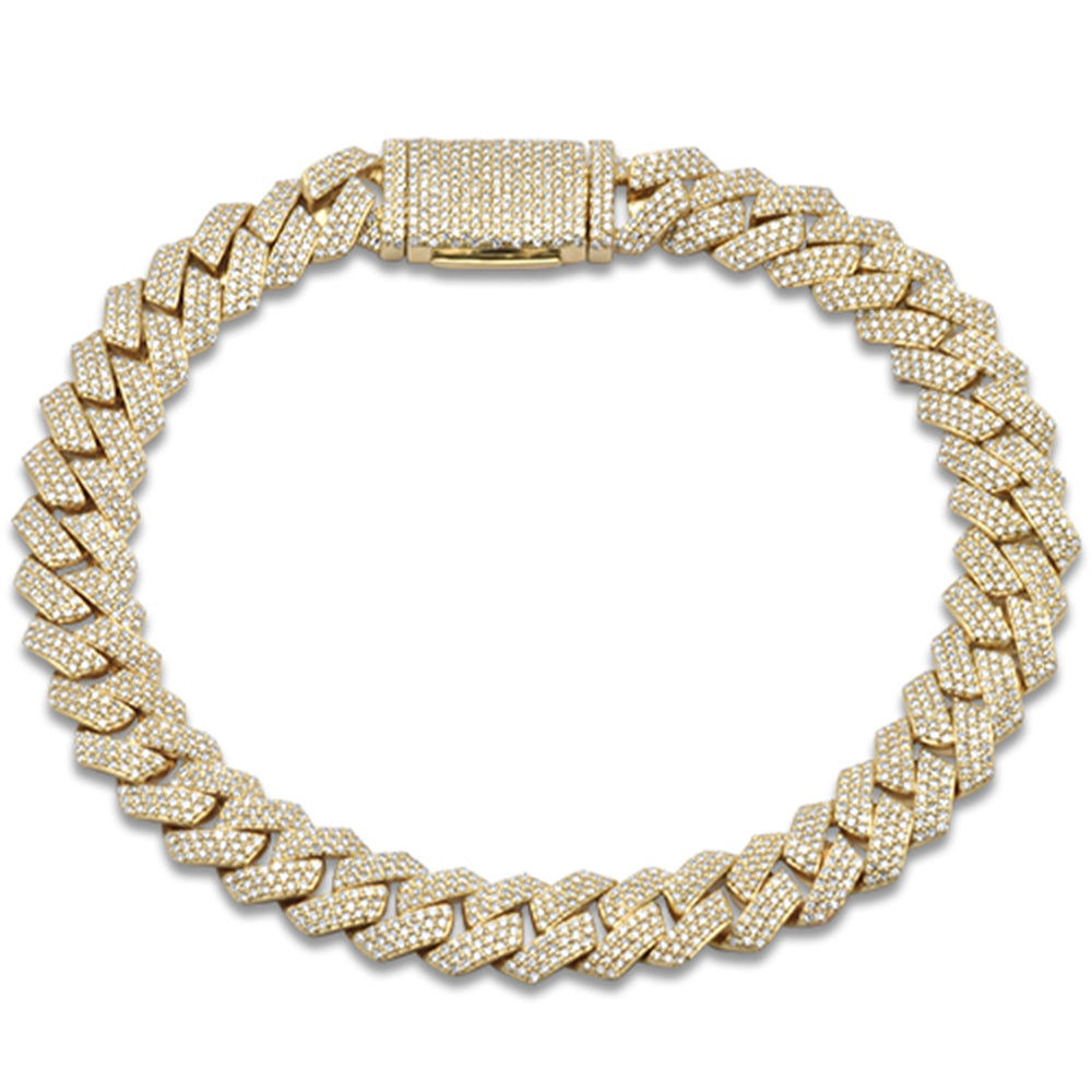 Pulsera Cubana De Diamante En Oro Amarillo De 14K 2.65Ct
