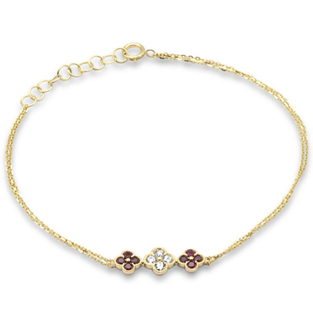 Diamond &amp; Ruby Bracelet in 14K Yellow Gold 0.45 CT