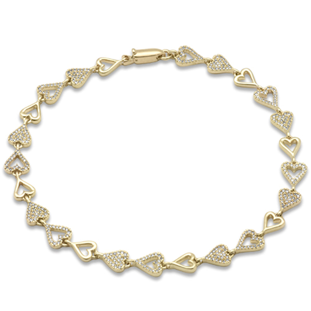Pulsera Corazón De Diamante En Oro Amarillo De 14K .54Ct