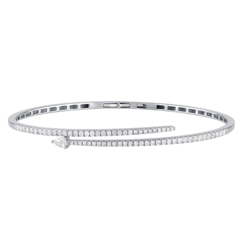 Pulsera Bangle De Diamante En Oro Blanco De 14K .92Ct