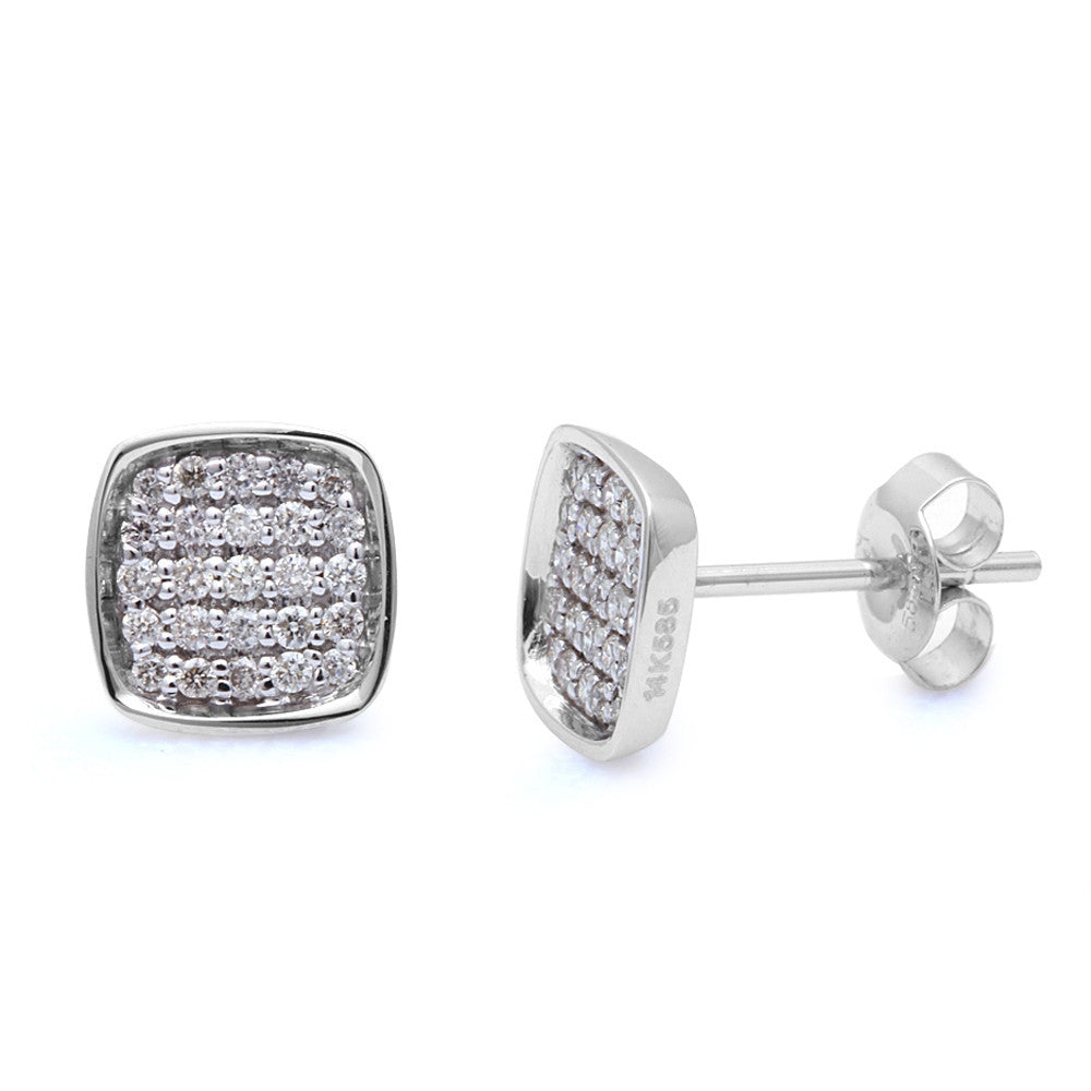 Aretes Stud Solitaire De Diamante En Oro Blanco De 14K .28Ct