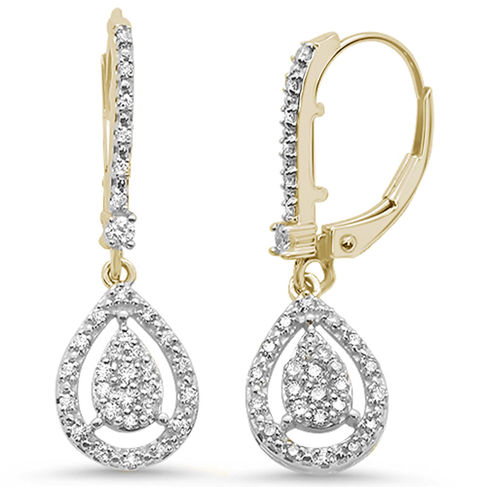 Aretes Drop Dangle Pera De Diamante En Oro Amarillo De 14K .40Ct