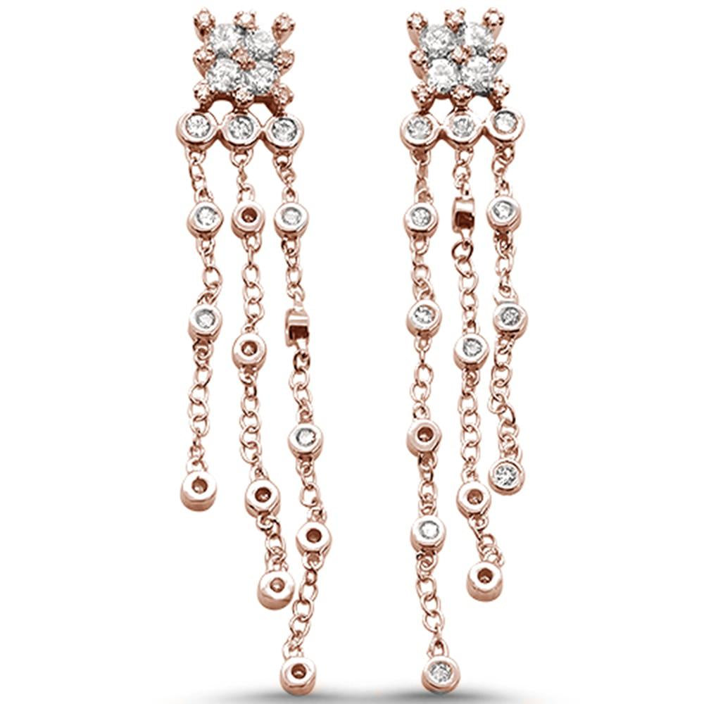 Aretes Drop Dangle De Diamante En Oro Rosa De 14K .62Ct