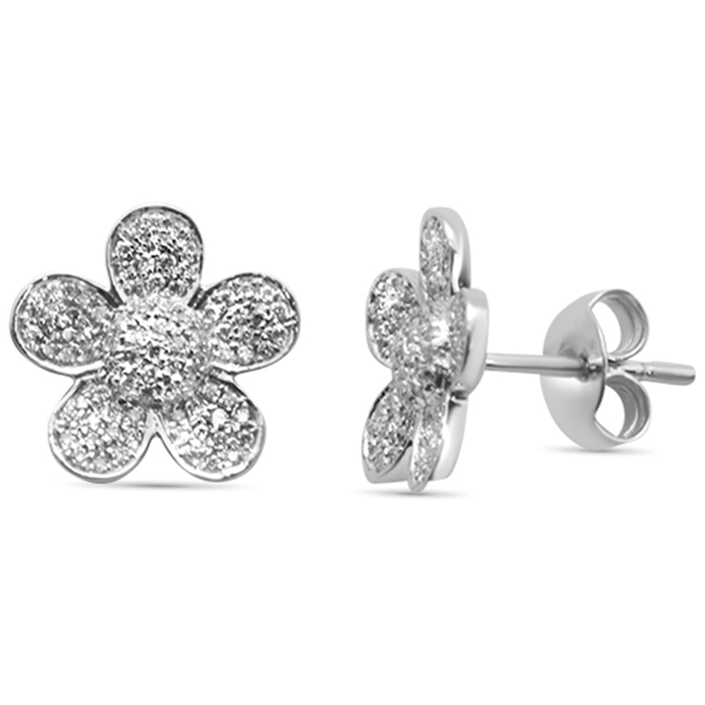 Aretes Flor De Diamante En Oro Blanco De 14K .35Ct