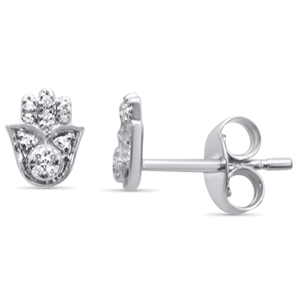 Aretes Stud De Diamante En Oro Blanco De 14K Ct