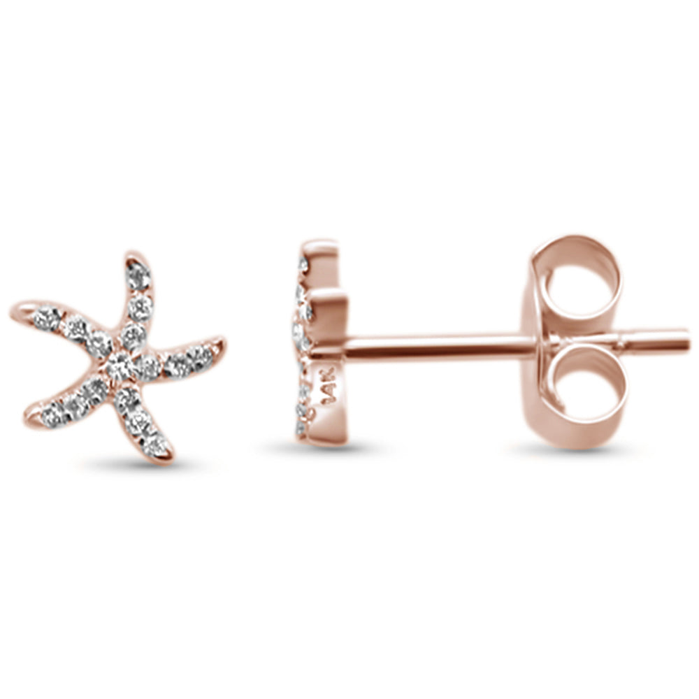 Aretes Stud De Diamante En Oro Rosa De 14K .05Ct