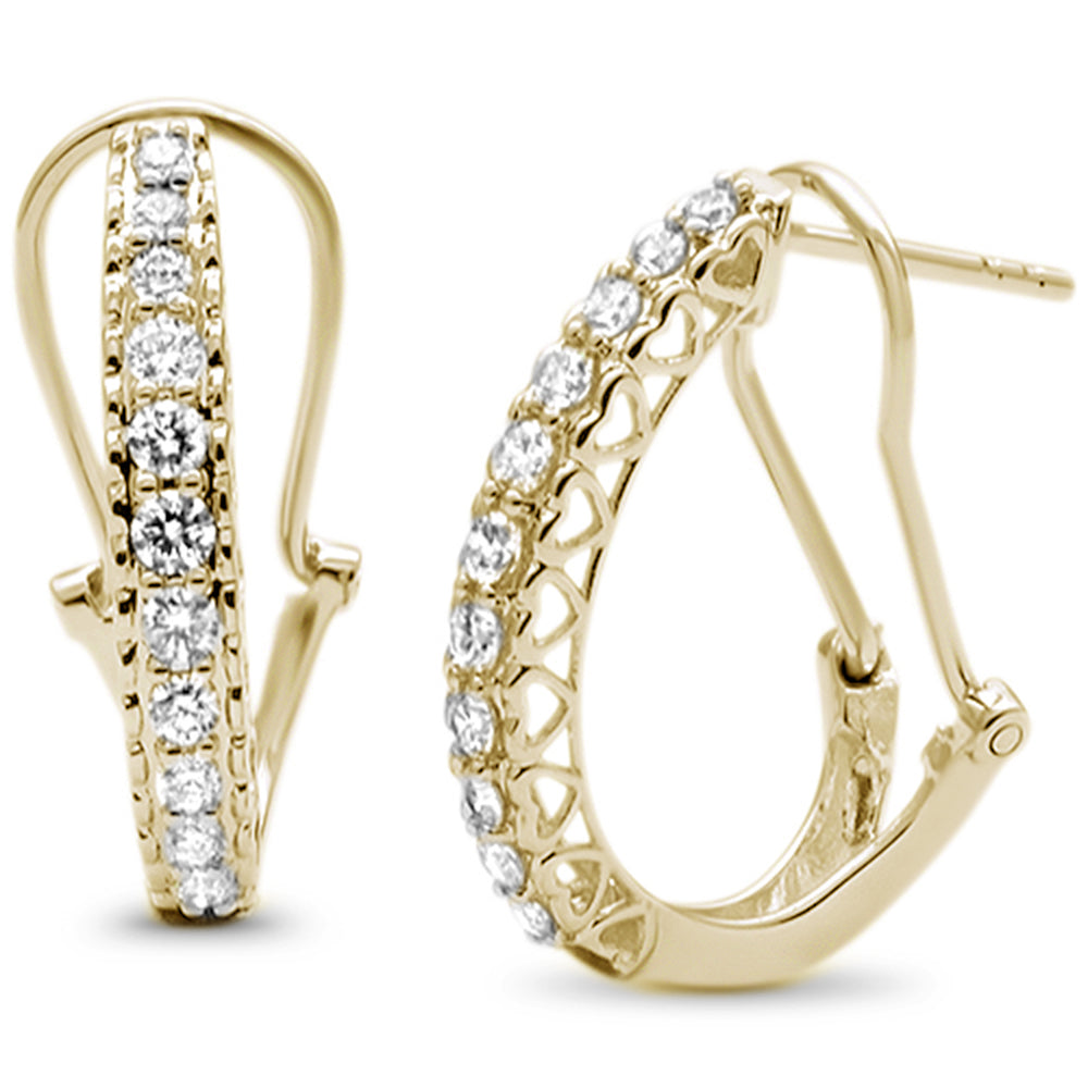 Aretes Hoop Huggie De Diamante En Oro Amarillo De 14K .49Ct