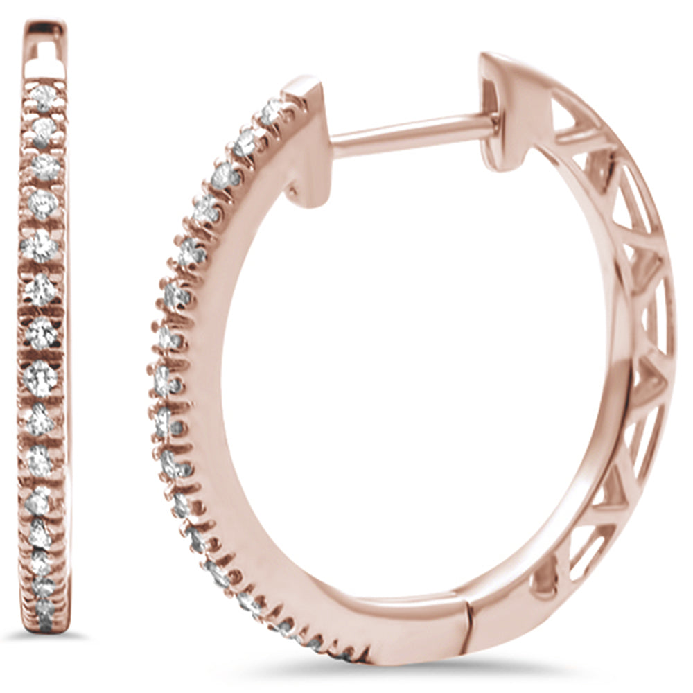 Aretes Hoop Huggie De Diamante En Oro Rosa De 14K .10Ct