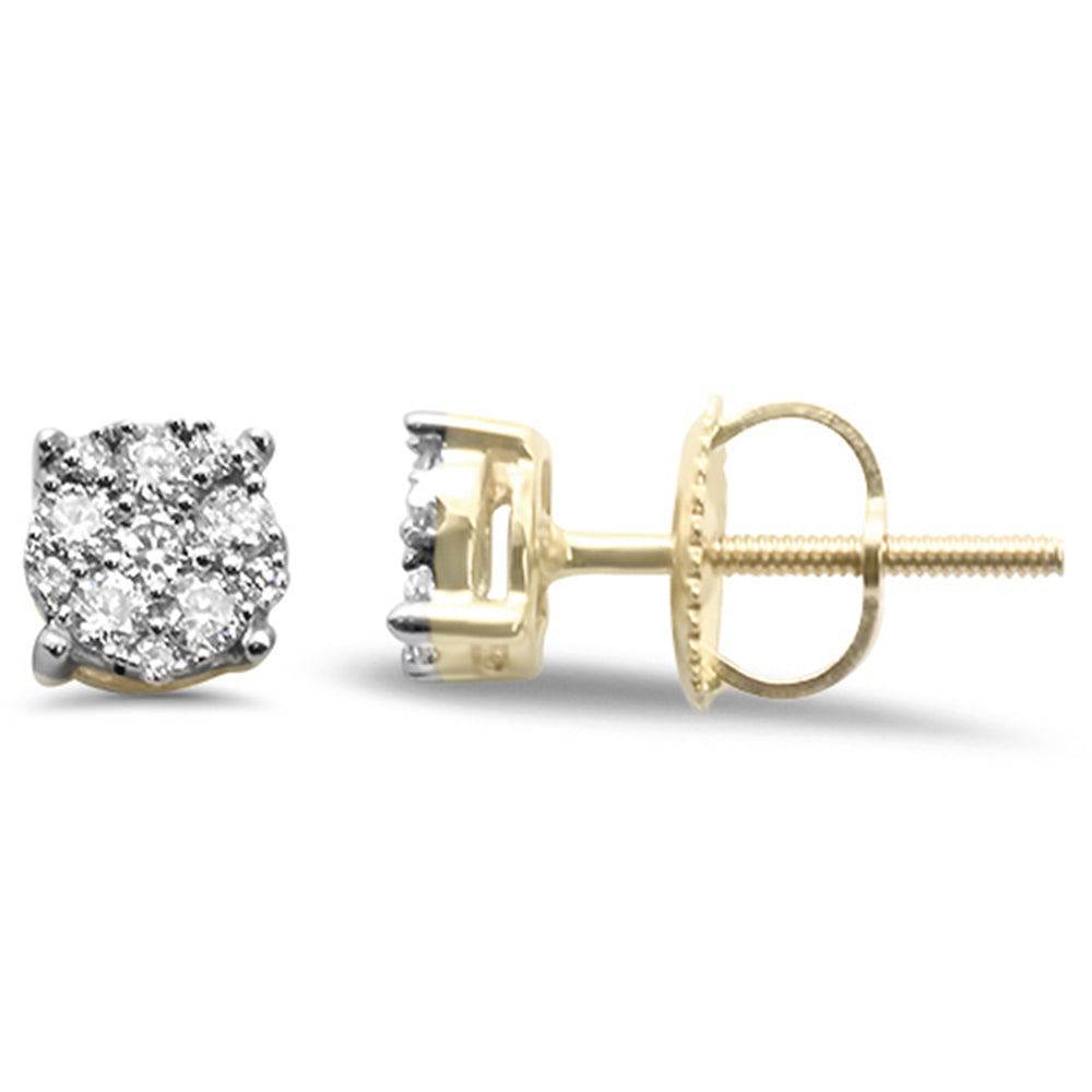Aretes Stud Pavé De Diamante En Oro Amarillo De 14K .24Ct