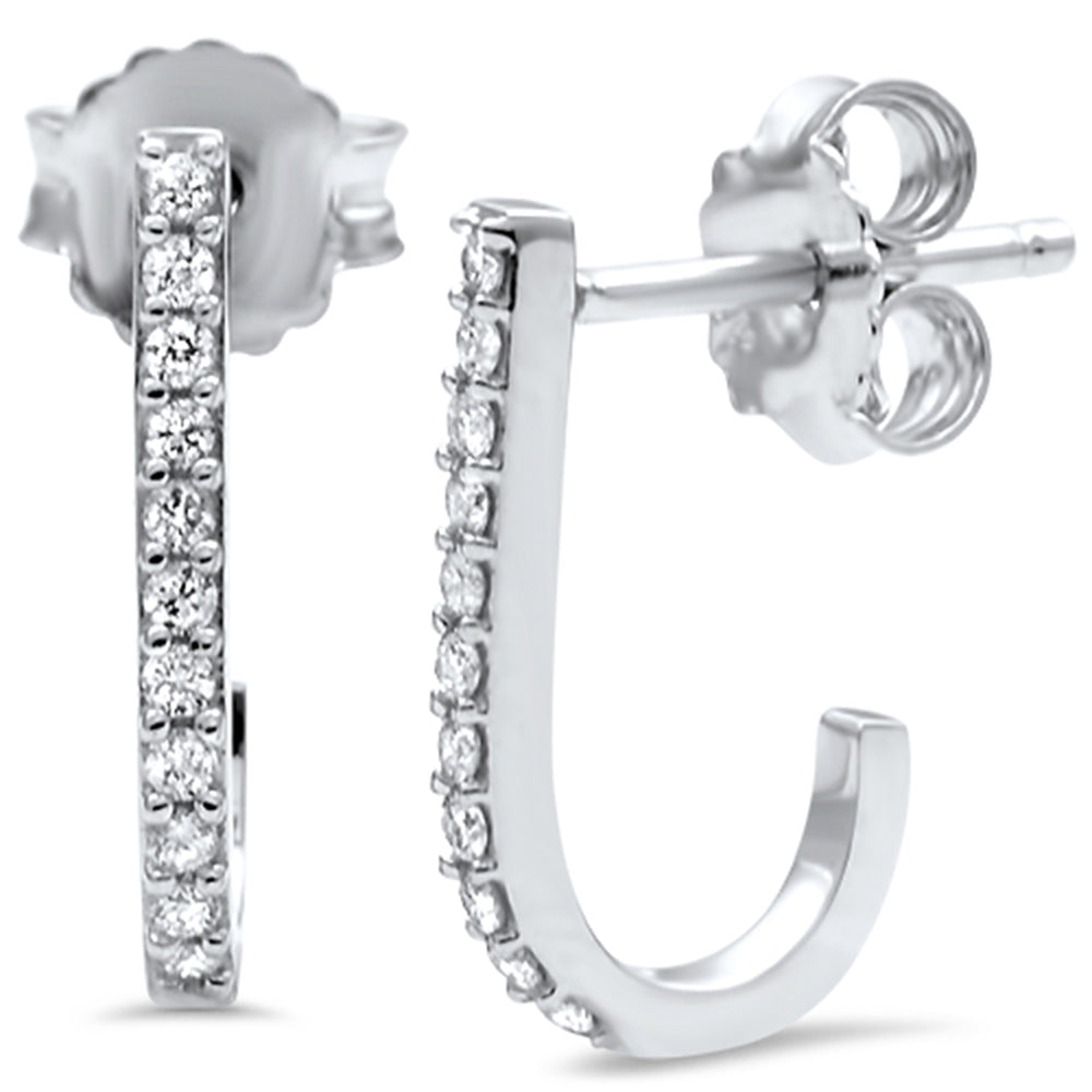 Aretes Hoop De Diamante En Oro Blanco De 14K .16Ct
