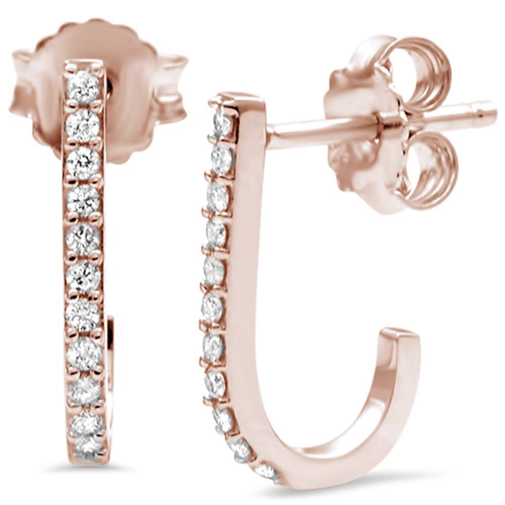Aretes Hoop De Diamante En Oro Rosa De 14K .16Ct
