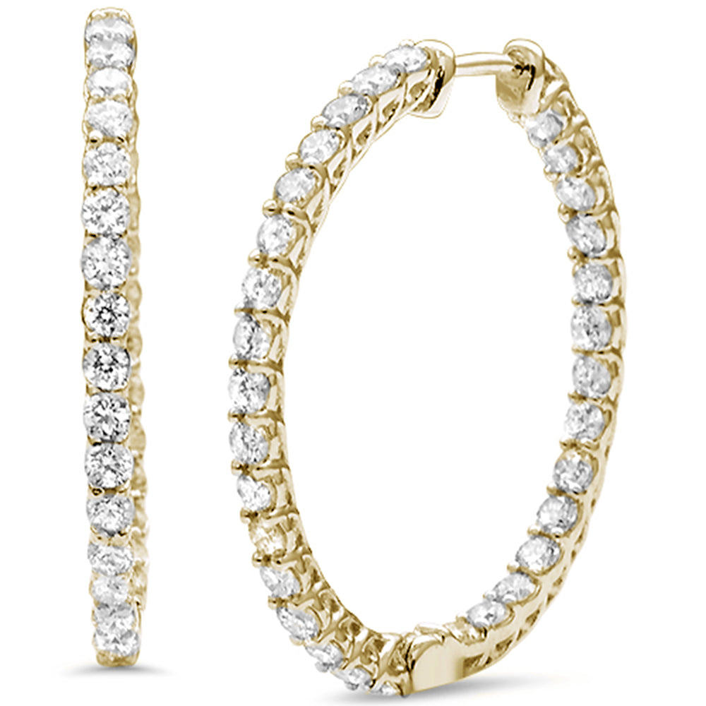 Aretes Hoop De Diamante En Oro Amarillo De 14K 1.91Ct