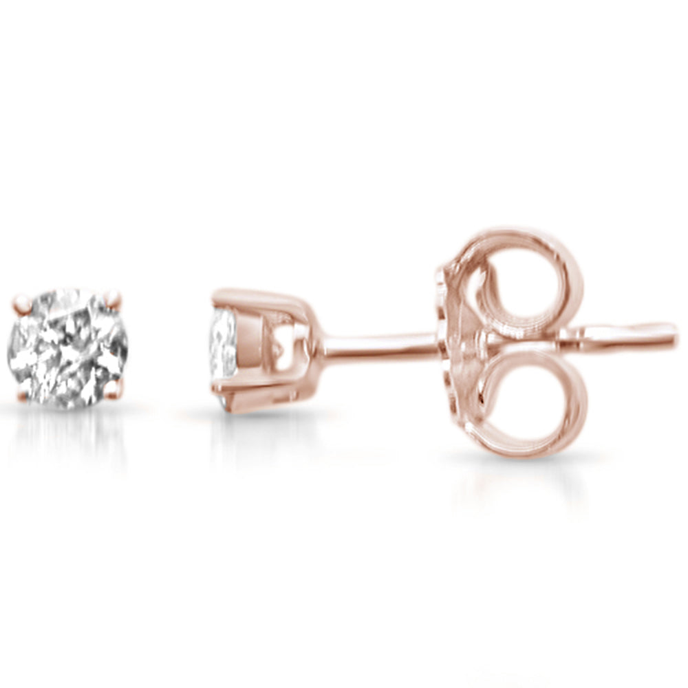 Aretes Stud Solitaire De Diamante En Oro Rosa De 14K .20Ct