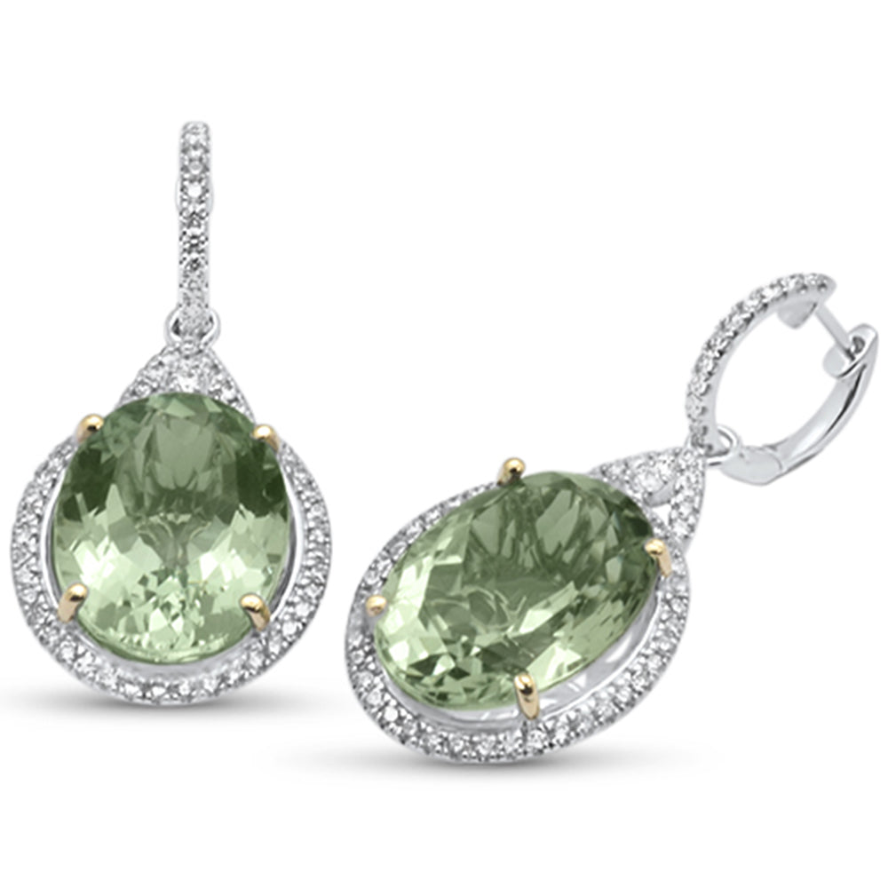 Aretes Drop De Diamante Y Amatista En Oro Blanco De 14K 2.82Ct