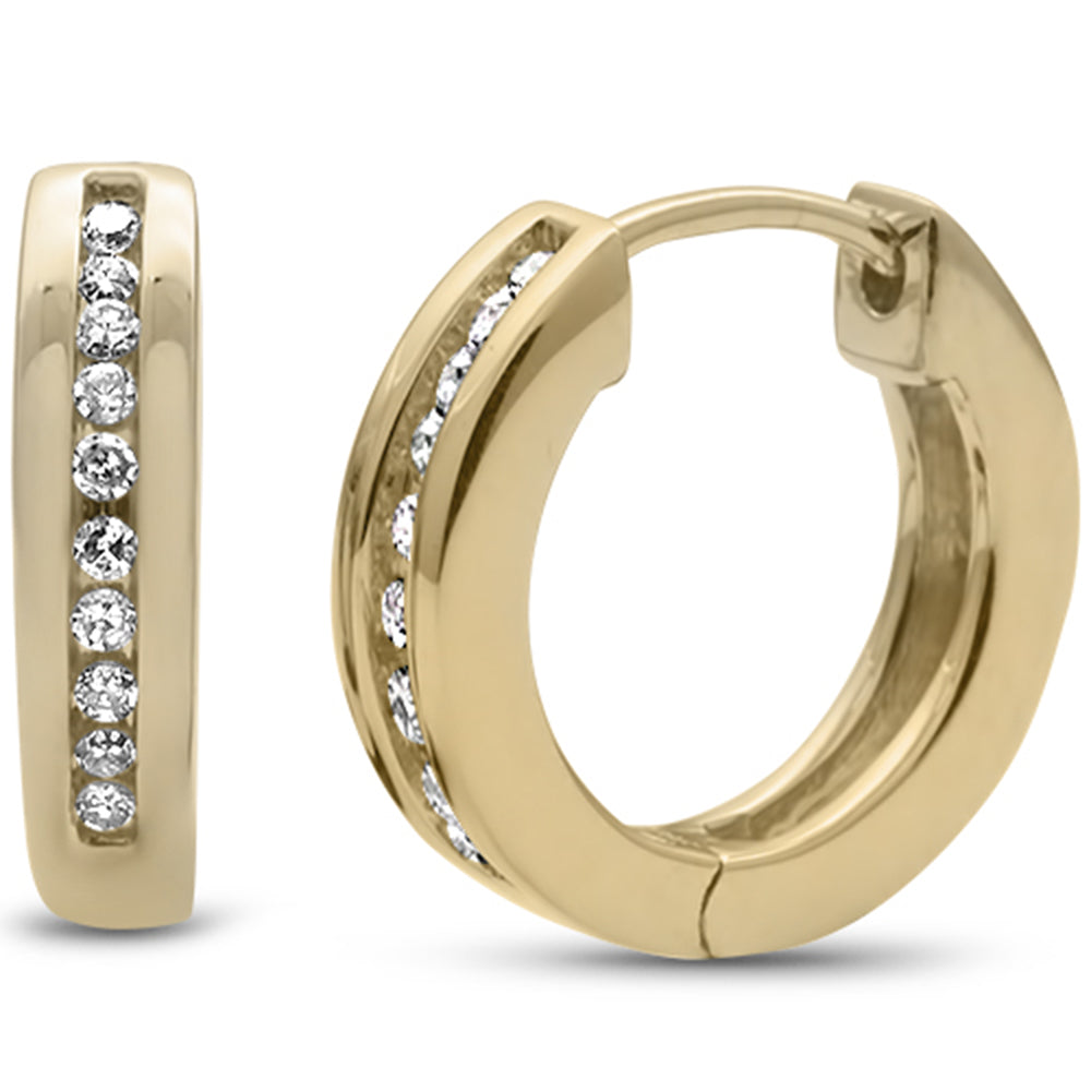 Aretes Hoop De Diamante En Oro Amarillo De 14K .14Ct