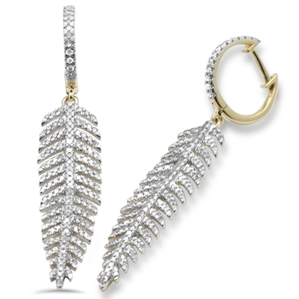 Aretes Drop Hoja En Oro Amarillo De 14K 1.11Ct