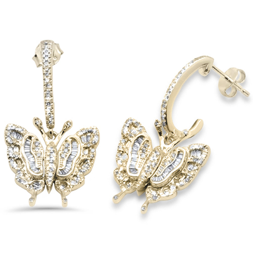 Aretes Mariposa De Diamante En Oro Amarillo De 14K .76Ct