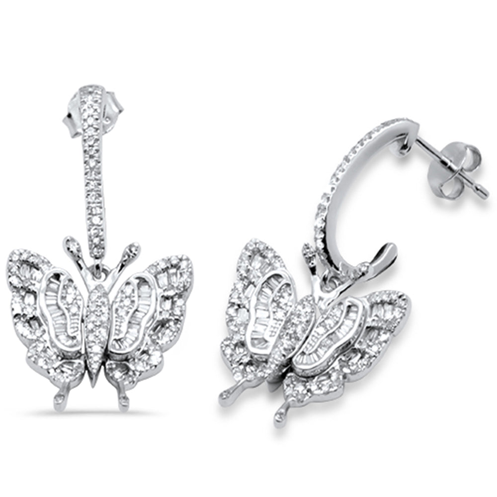 Aretes Mariposa De Diamante En Oro Blanco De 14K .78Ct