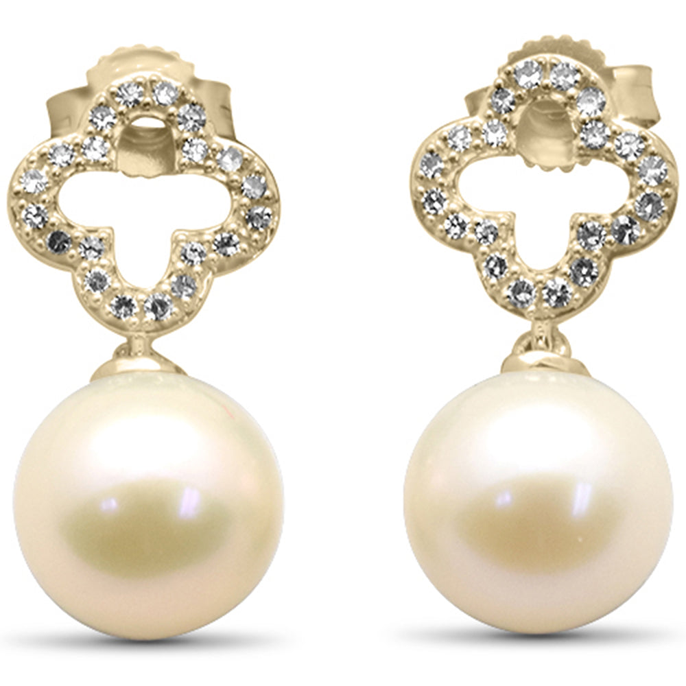 Aretes Drop Dangle De Diamante En Oro Amarillo De 14K .16Ct