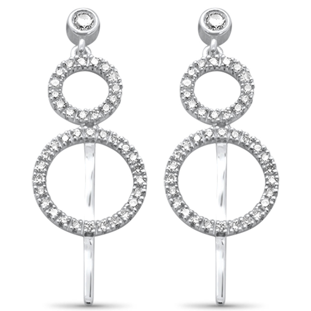 Aretes Drop Dangle De Diamante En Oro Blanco De 14K .37Ct