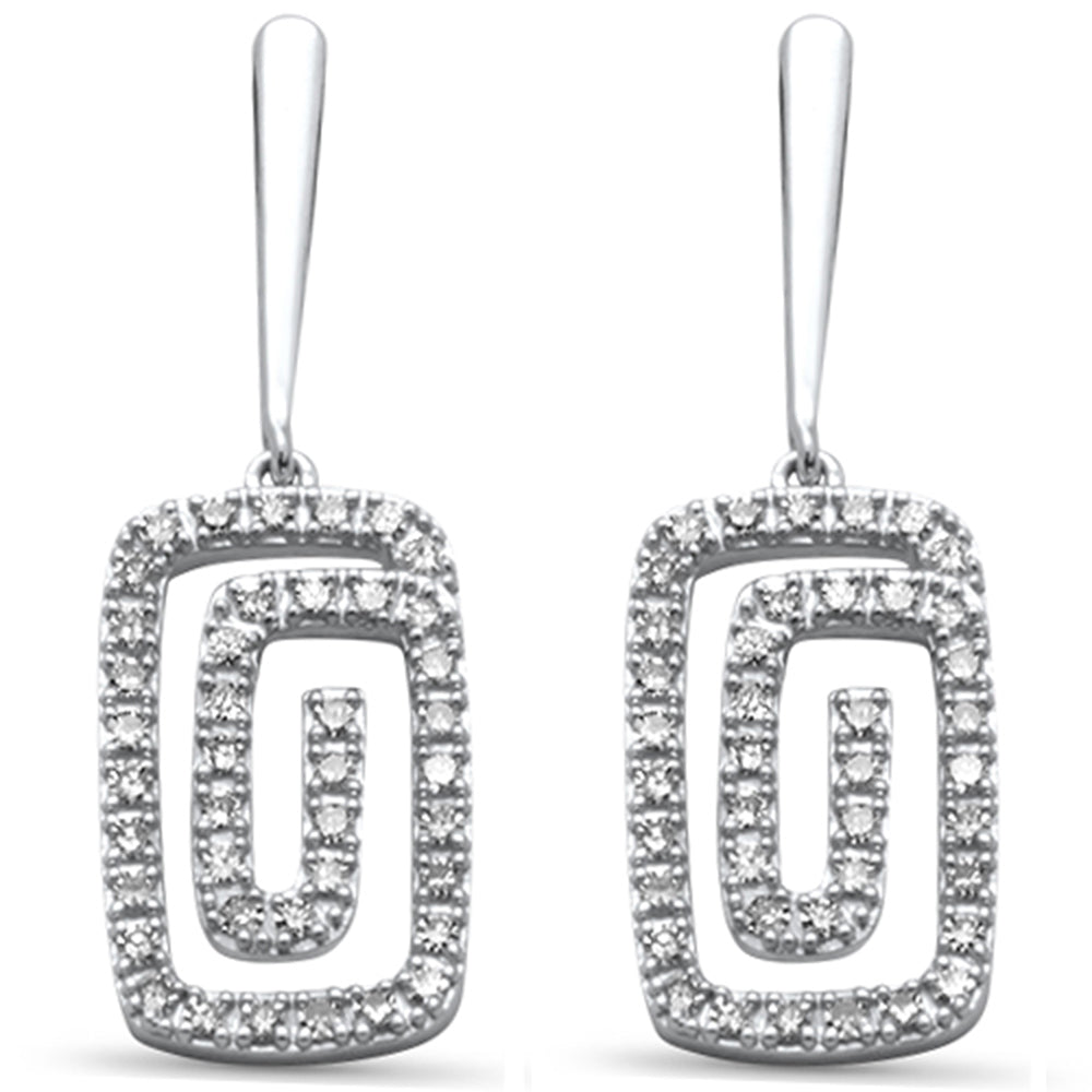 Aretes Drop De Diamante En Oro Blanco De 14K .31Ct