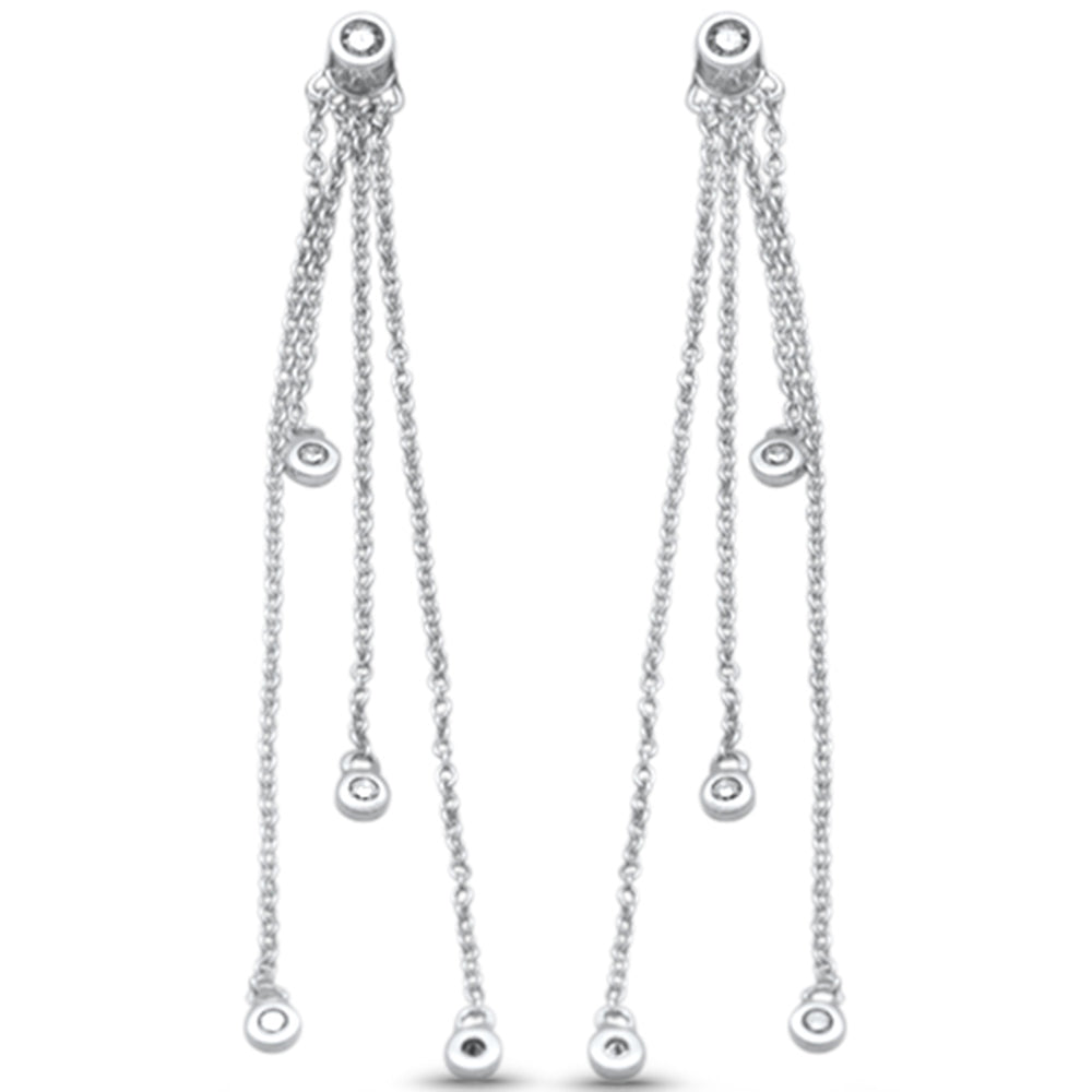 Aretes Cadena De Diamante En Oro Blanco De 14K .15Ct