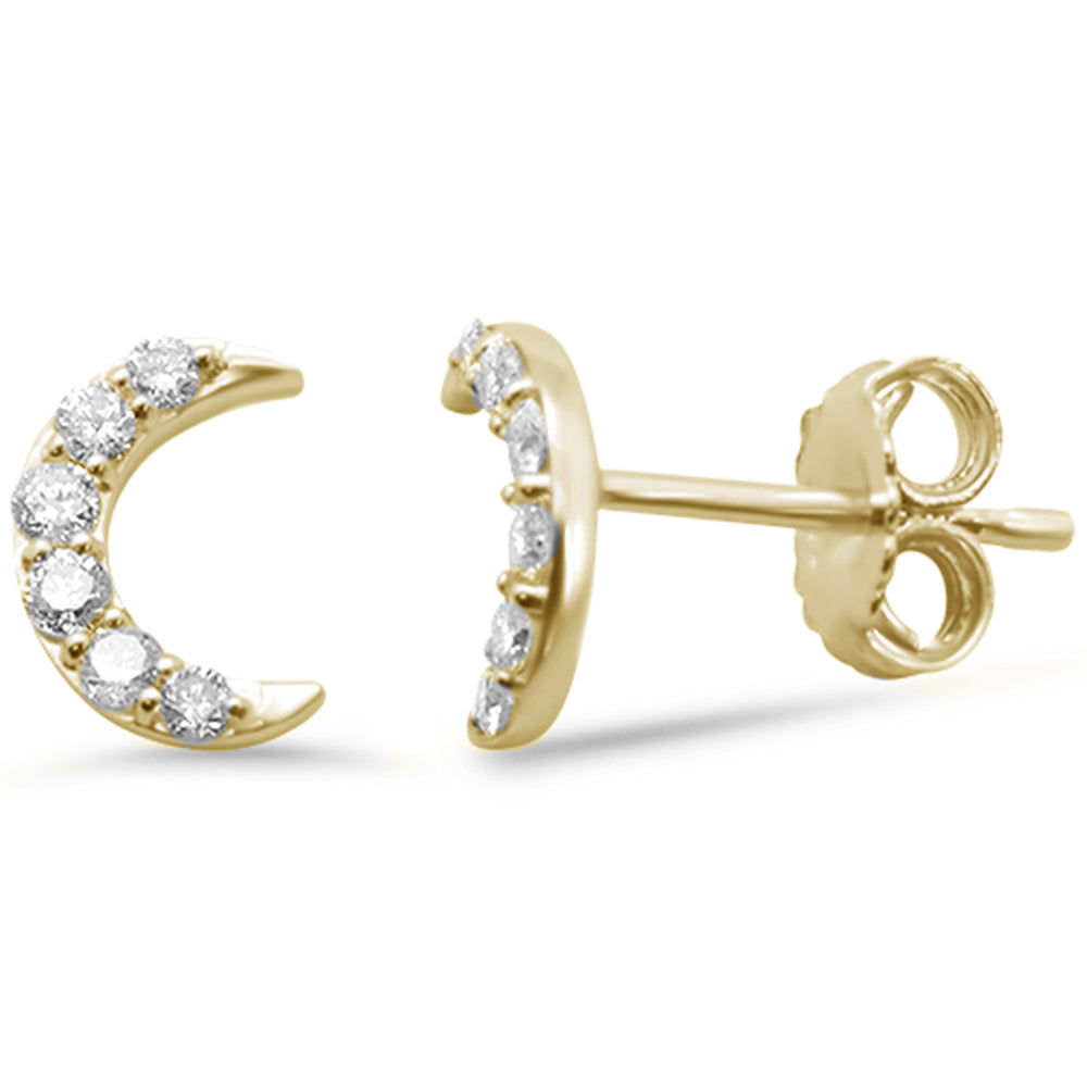Aretes Stud Luna De Diamante En Oro Amarillo De 14K .22Ct