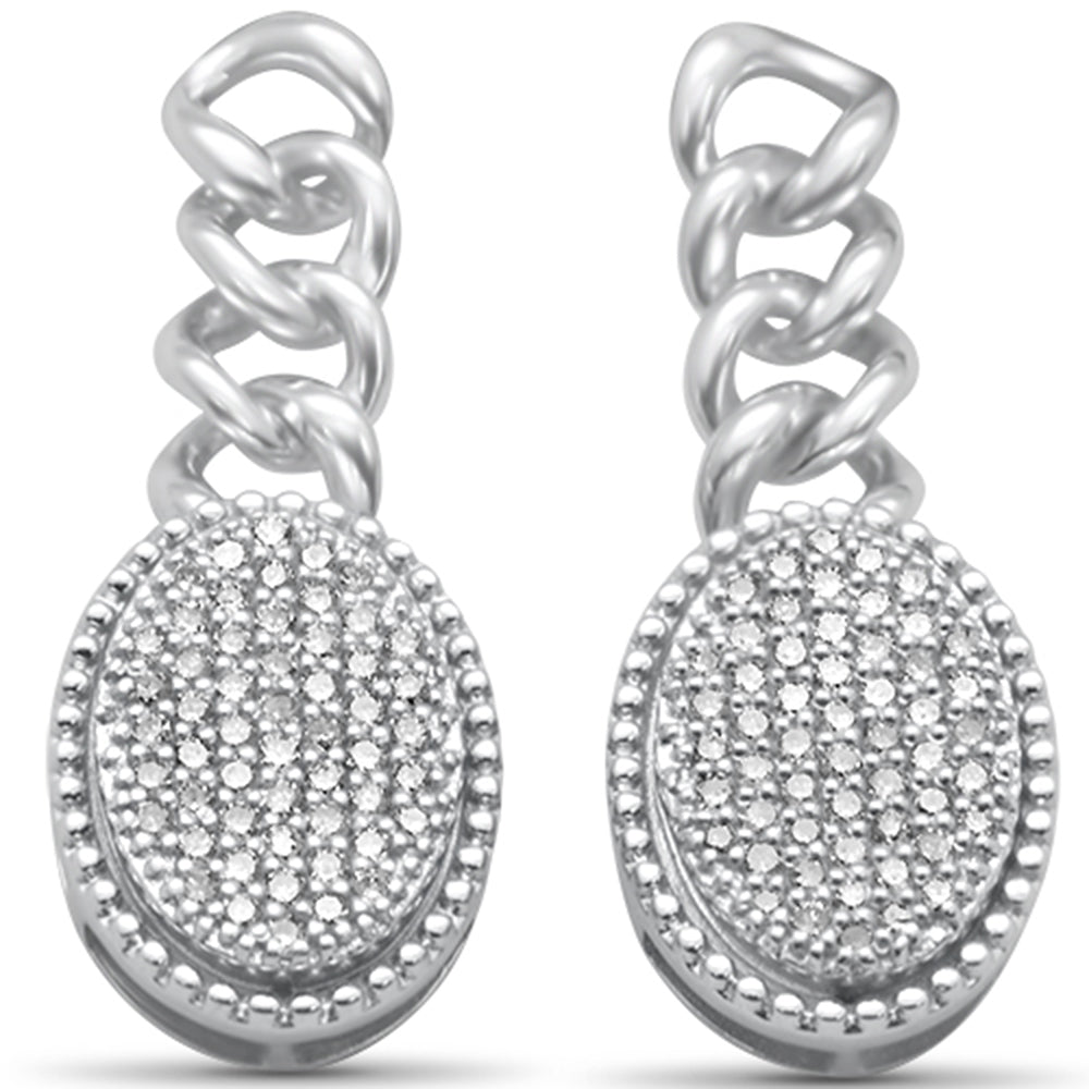 Aretes Cubana De Diamante En Oro Blanco De 14K .53Ct