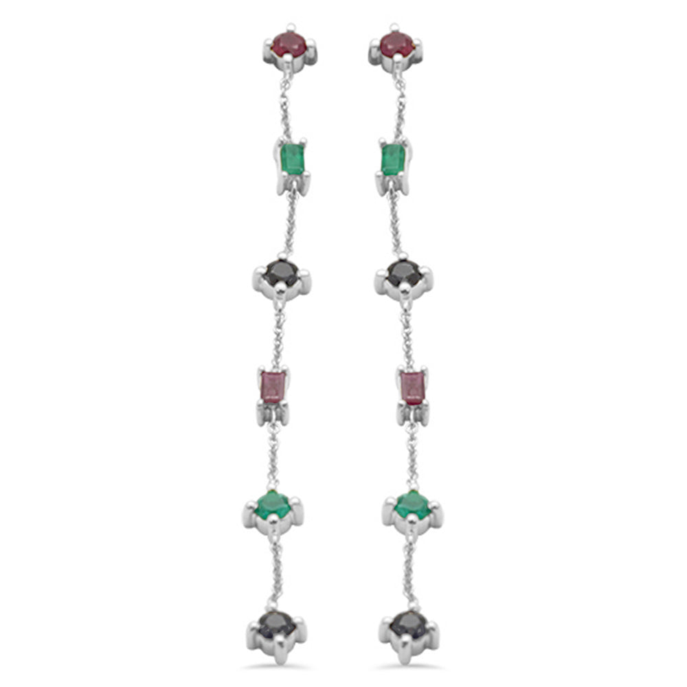 Aretes Drop En Oro Blanco De 14K 1.42Ct
