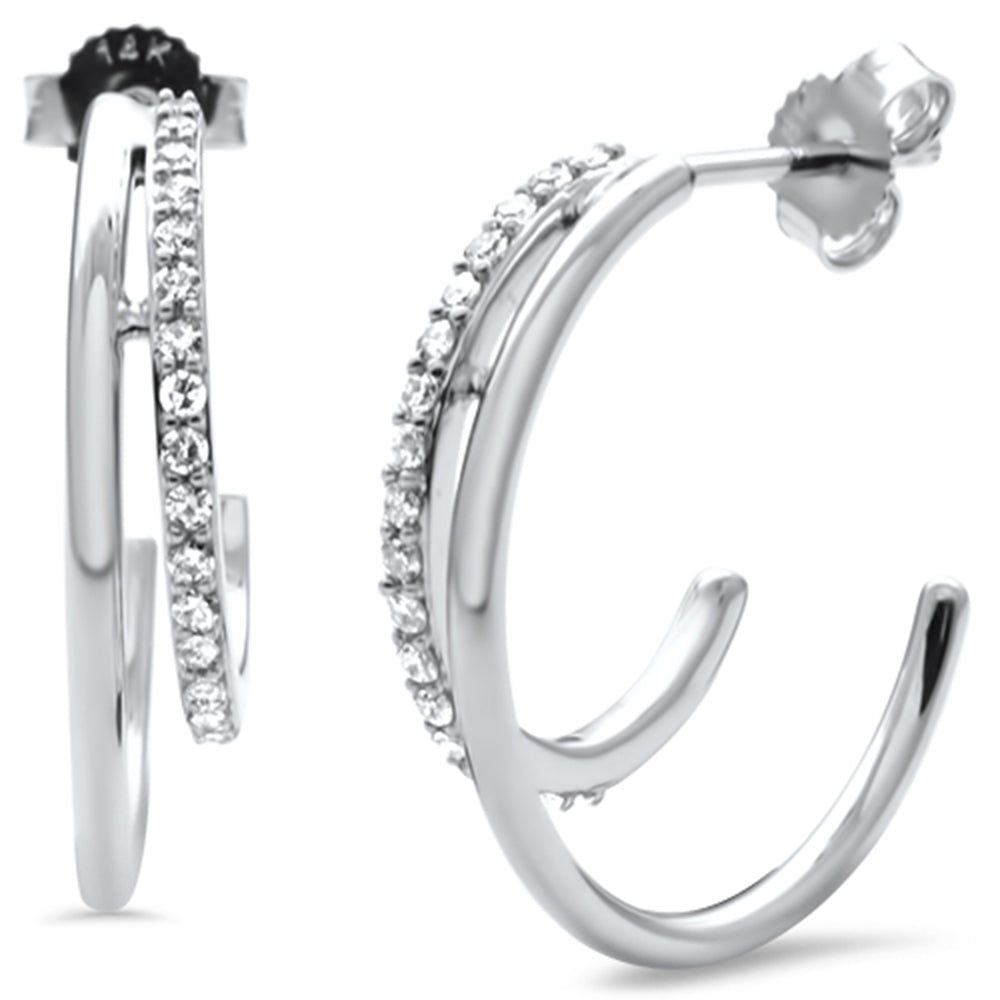 Aretes Hoop De Diamante En Oro Blanco De 14K .25Ct