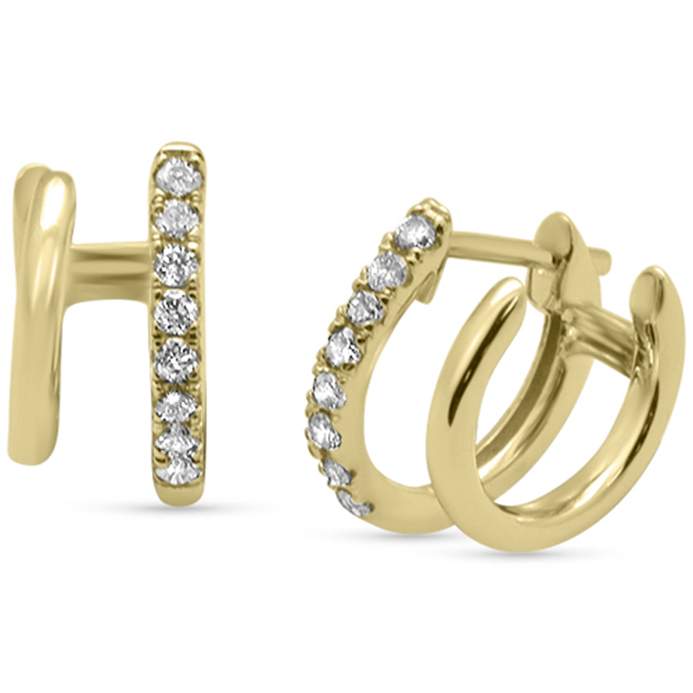Aretes Hoop De Diamante En Oro Amarillo De 14K .23Ct