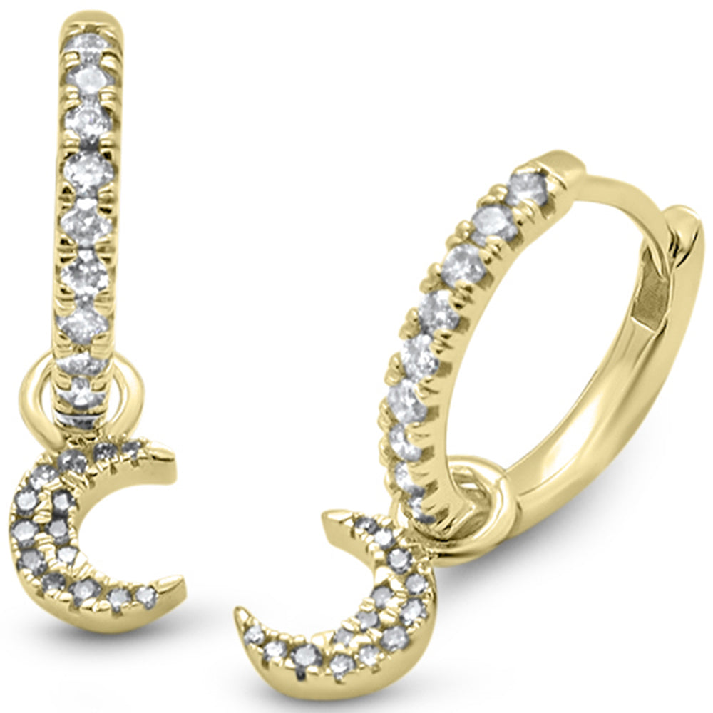 Aretes Hoop Luna De Diamante En Oro Amarillo De 14K .25Ct