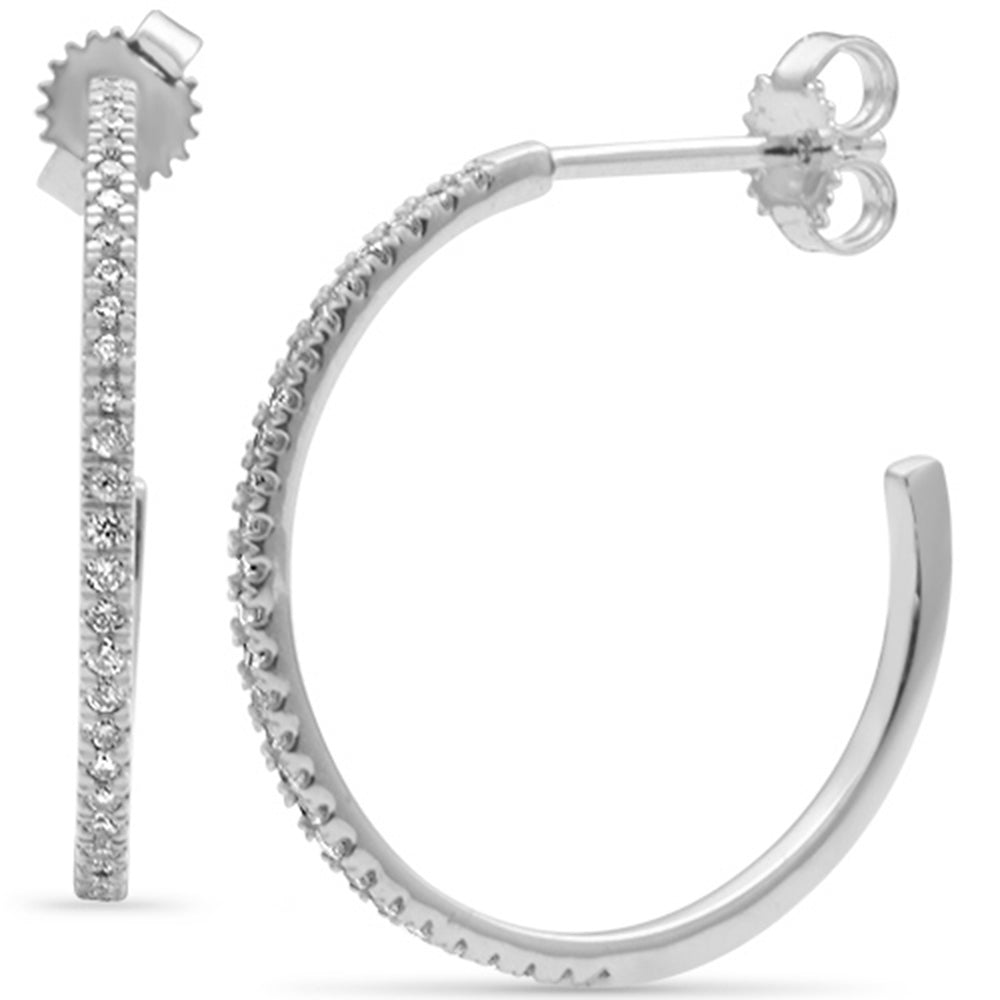 Aretes Hoop De Diamante En Oro Blanco De 14K .28Ct
