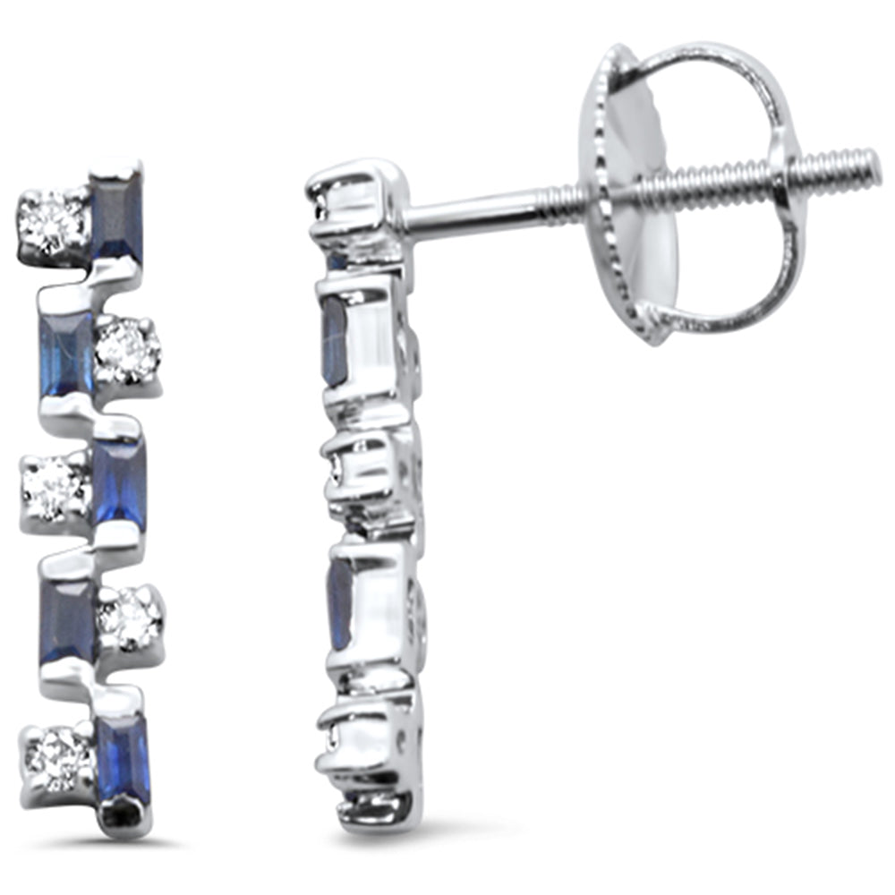 Blue sapphire and diamond earrings in 14K white gold, 0.33CT.